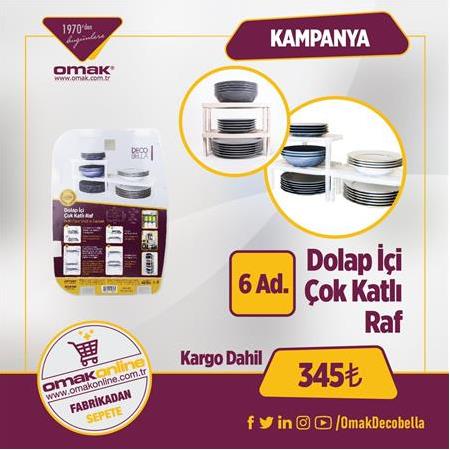 DecoBella 6 'lı Dolap İçi Çok Katlı Raf [Kampanya]